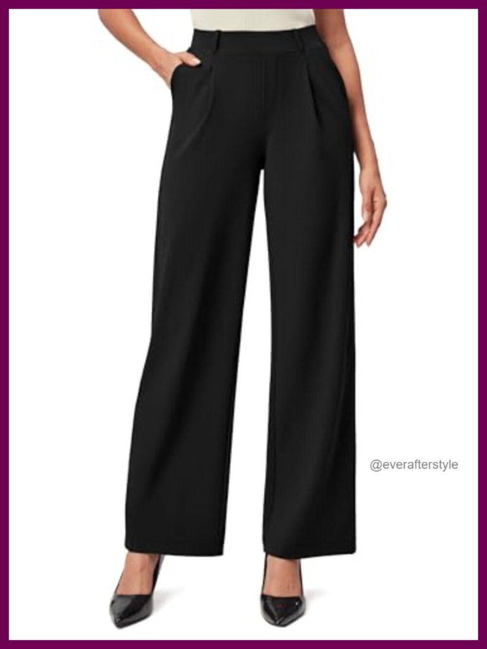 IUGA Stretchy Wide Leg Dress Pants Pull On High Waisted Business Casual
